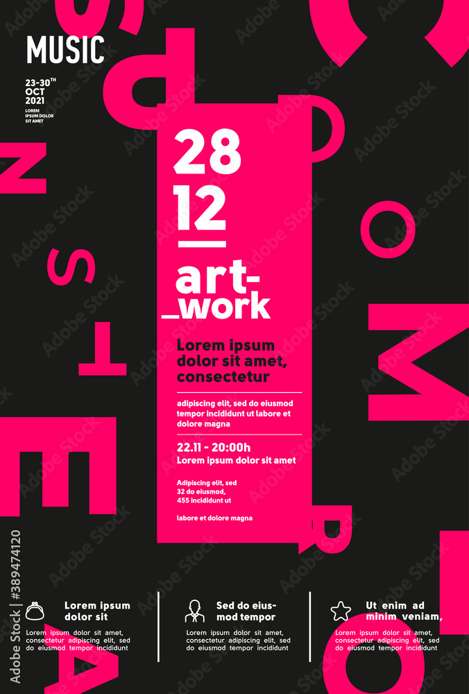 Vector illustration. Poster. Letters and inscriptions as background.