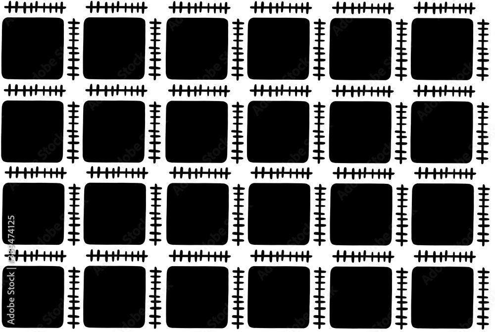 Black and white rhythmic seamless pattern. High quality illustration