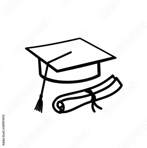 Square academic cap. Graduate's cap icon. Element of science icon for mobile concept and web apps. Thin line graduate's cap icon can be used for web and mobile on white background photo