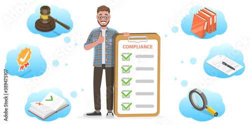 3D Isometric Flat Vector Conceptual Illustration of Regulatory Compliance, Policies and Regulations.