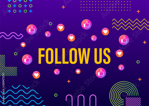 Button Follow us on white background. Vector illustration