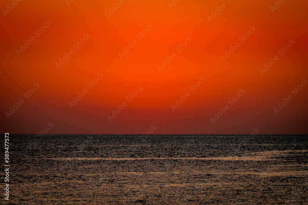 Late sunset on the seashore