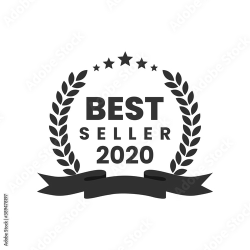 best seller icon design with laurel,
best seller badge logo isolated