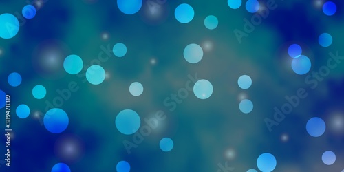 Light Pink, Blue vector texture with circles, stars.