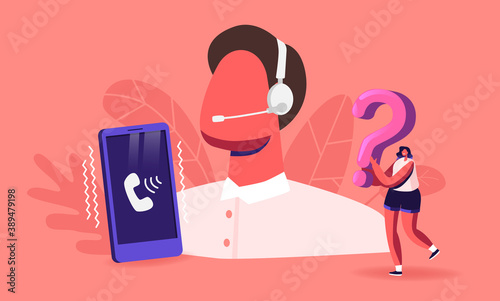 Call Center Technical Receptionist, Customer Support Service Working. Man in Headset Hotline Consultant Chat with Client