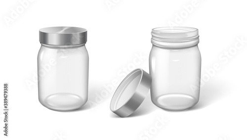 Transparent empty plastic container for cosmetics, yogurt, sour cream or sauce