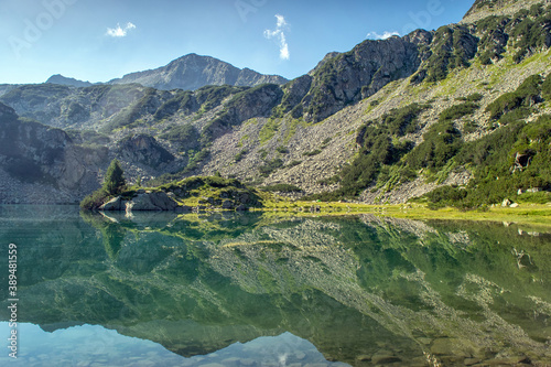 Hiking to Banderitsa lakes, view across the lakes of the Pirin Mountains in Bulgaria with Muratovo, Ribnoto, National Park Pirin