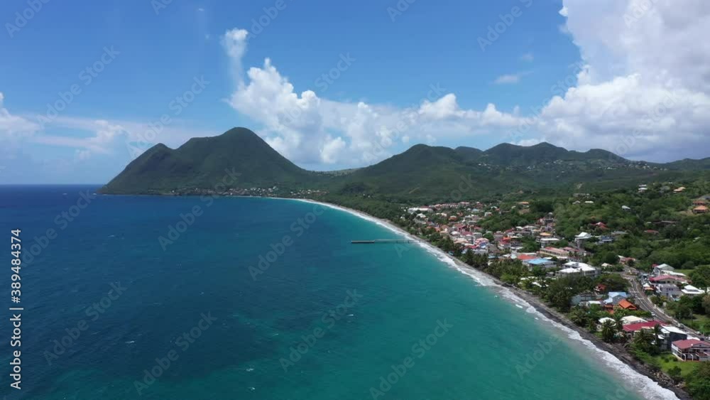 Plage du diamant Morne l'Archer in background aerial drone shot diamond beach Martinique summer