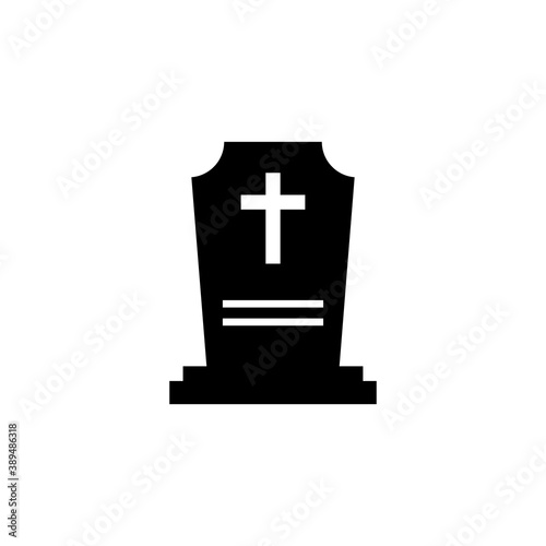 Rip grave vector icon. Tombstone Gravestone death rest in peace flat funeral symbol.