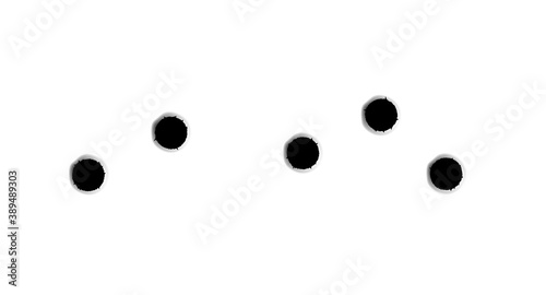 Bullet hole drip mark shoot. Shot impact gun, bullet hole hunshot vector stain on transparent.