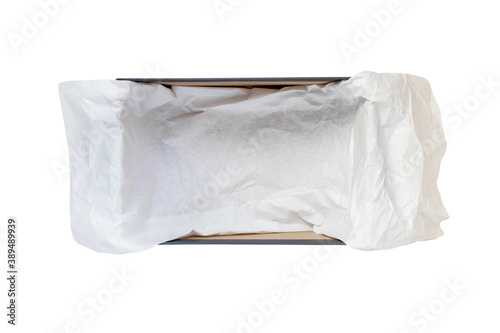 Canvastavla Opened shoes box with wrapping paper top view