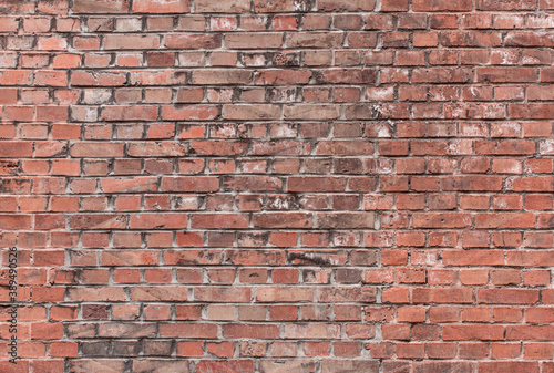 texture of old grunge red brick wall background 