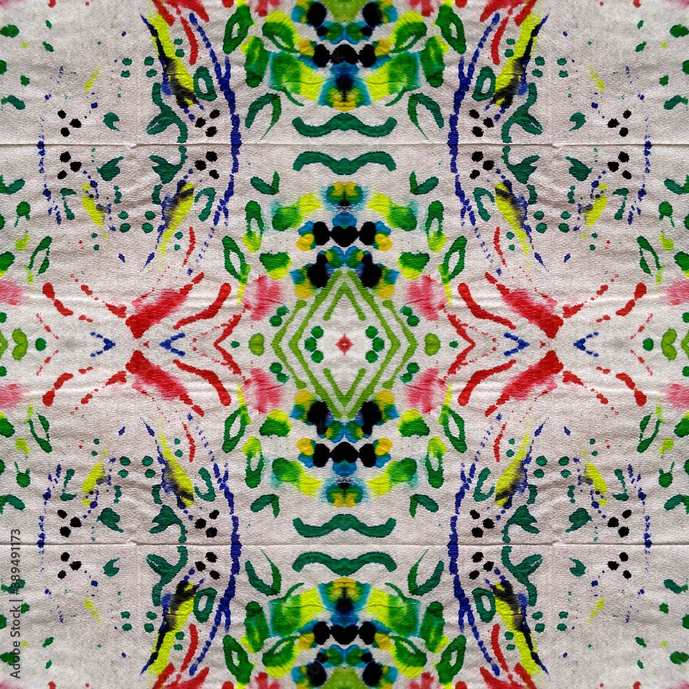 Tibetan Fabric. Colorful Texture. Shibori Hand 