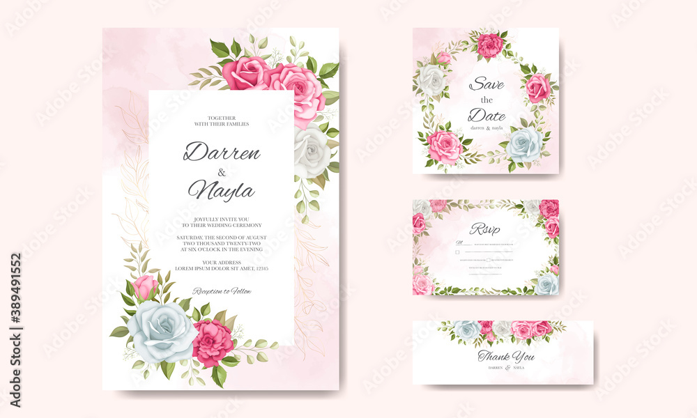 Elegant floral wedding invitation card design