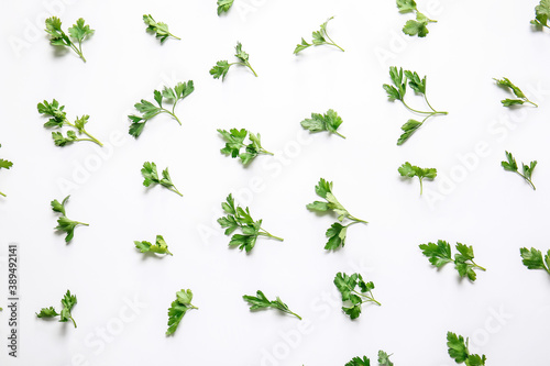 Fresh parsley on white background