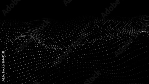 Abstract Molecural background. Particles wave. Science background. Space abstract. Futuristic point wave. 3D abstract digital wave particles. Landscape background vector. Vector illustration.