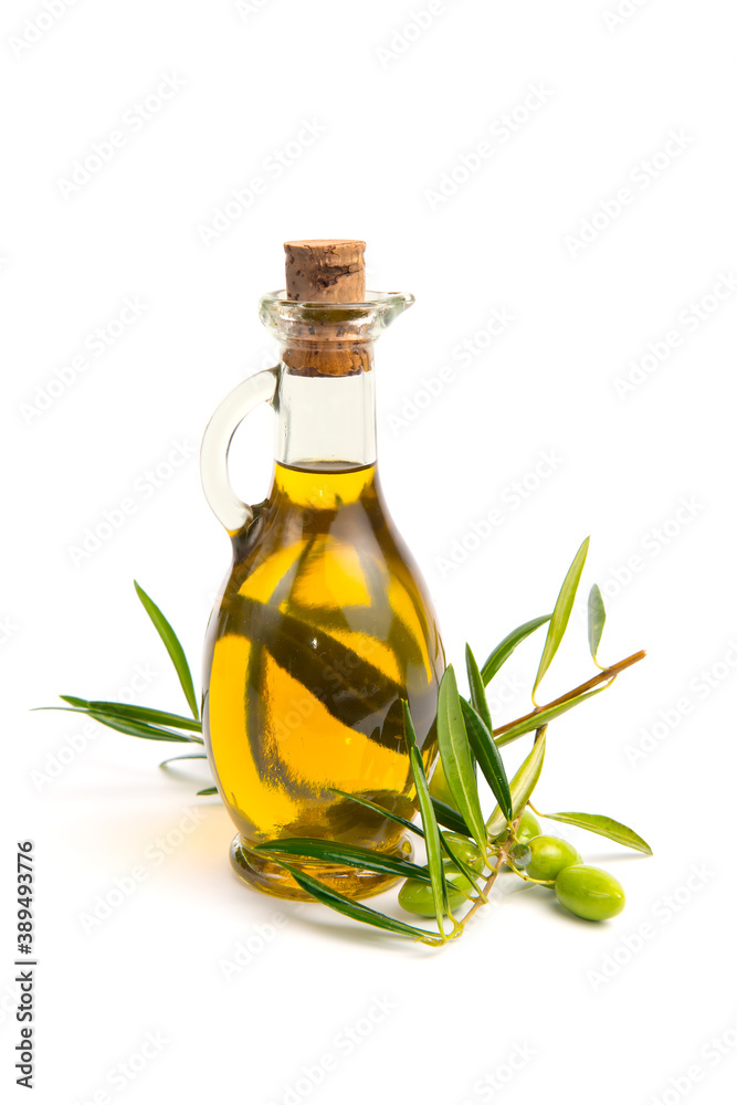 seasonal olive oil isolated on white background