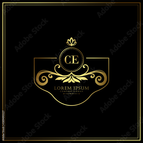 CE Initial Letter Luxury Logo template in vector art for Restaurant, Royalty, Boutique, Cafe, Hotel, Heraldic, Jewelry, Fashion and other vector illustration photo