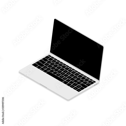 Laptop device isometric mockup vector 3d. Flat notebook perspective laptop icon