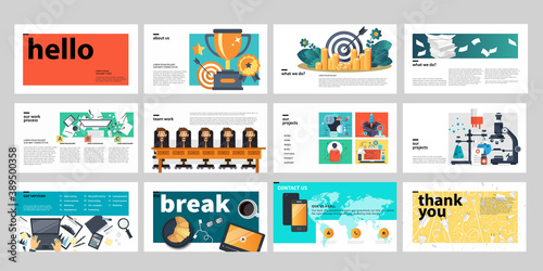 Business presentation templates. Flat vector illustration