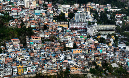 Favela Vidigal in Rio de Janeiro during sunset, aerial shot © HandmadePictures