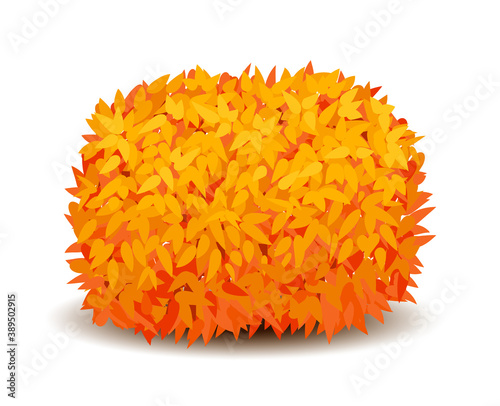 Autumn garden bush, tree cartoon shrub grass bush fall flat icon