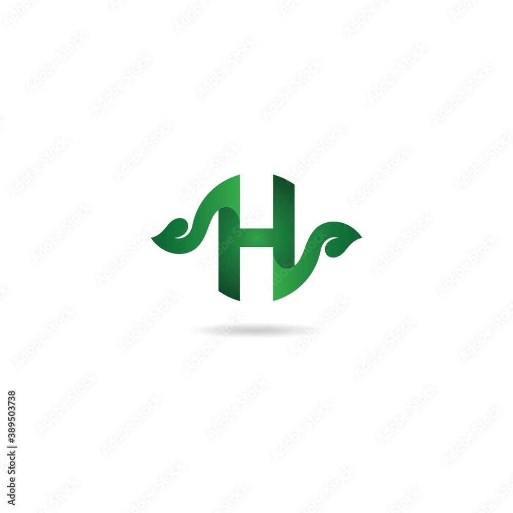 initial h with green logo design icon element template initial h with green logo design icon element template