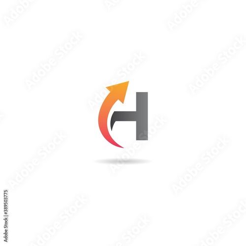 initial h with arrow logo design icon element template