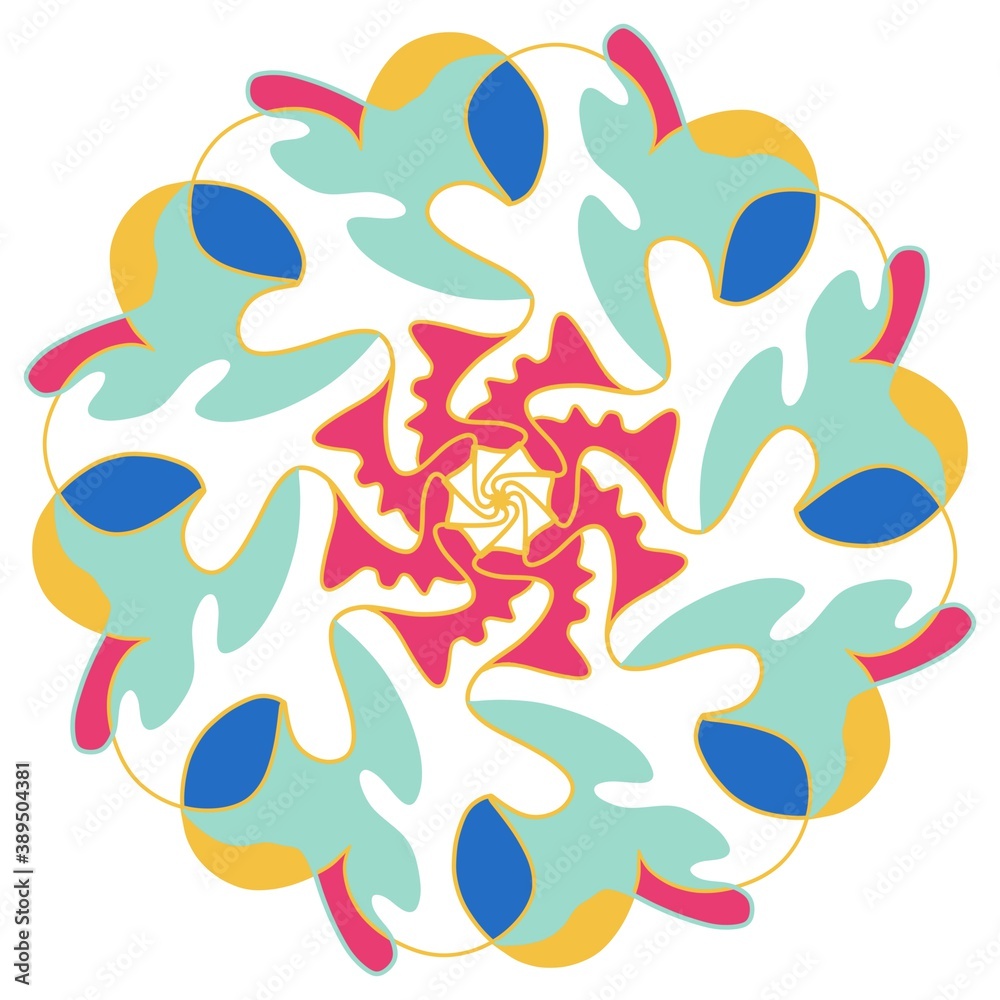 Naklejka premium Graphic abstract Medalion flat color creative and unique Logo element design with symmetry and linework color block