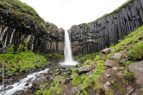 Mysterious Svartifoss waterfall in Skaftafell National Park  Iceland