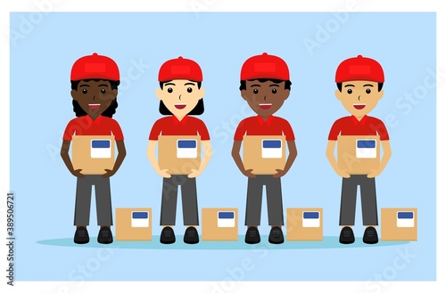 character of the Courier Delivery profession in flat design