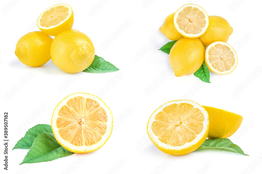 Collection of limons on a white background. Clipping path