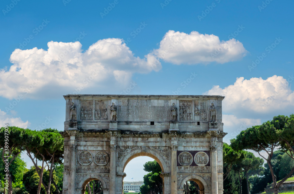 Arch of constantine outside the colosseum in rome, italy.