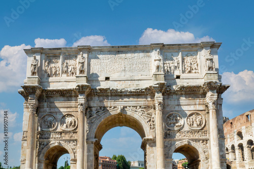 Arch of constantine outside the colosseum in rome, italy. photo