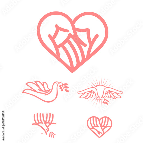 Care and Love symbol set vector illustration bundle