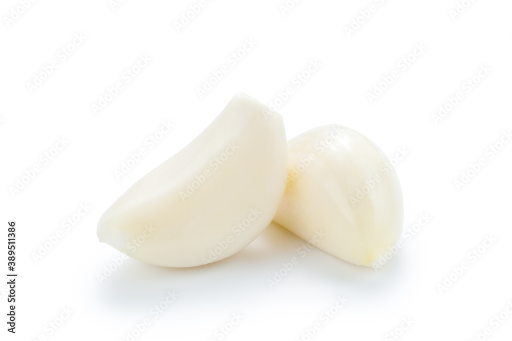 Peeled garlic isolated on white background Peeled garlic isolated on white background
