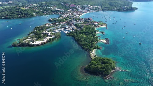 Drone view of la pointe du bout touristic destination Martinique  photo