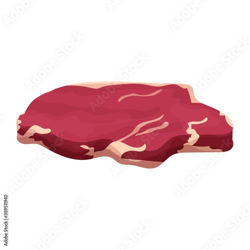 Piece of raw meat, slice of beef, chopped isolated on white background. Portion product, ingredient. Meal, design element.