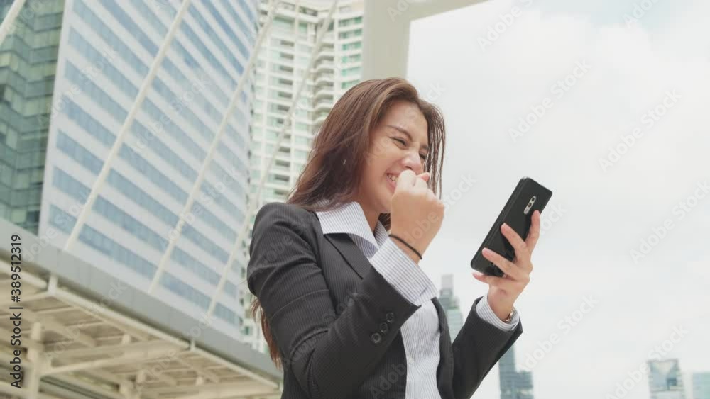 Asian unemployed woman feeling happy that she has passed the interview Asian unemployed woman feeling happy that she has passed the interview