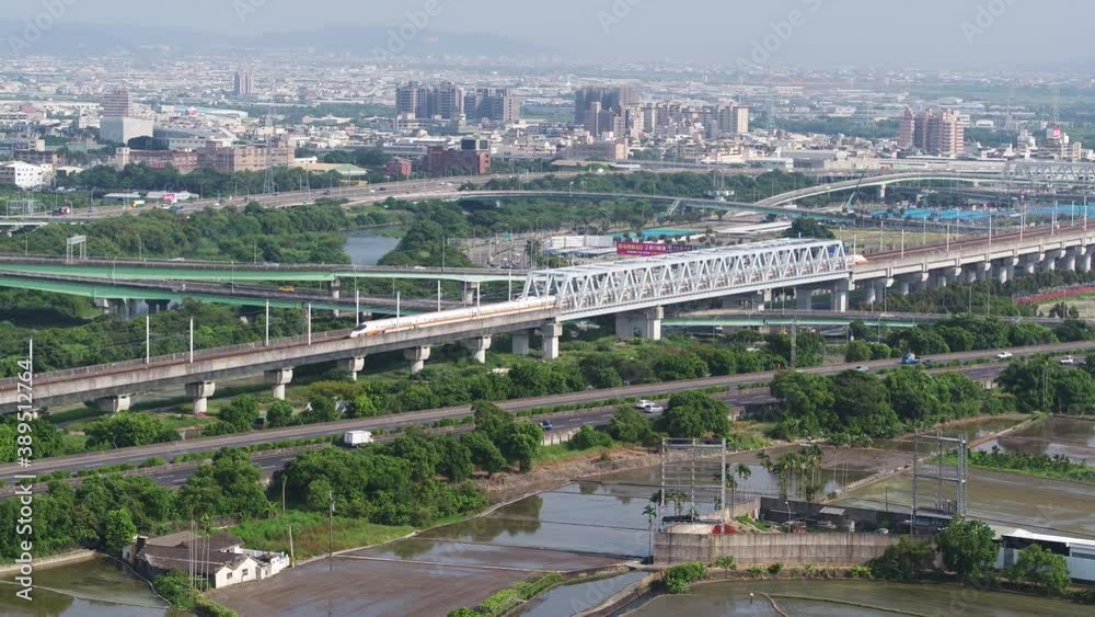 August 1, 2018, Aerial view of Taiwan High Speed Rail. Taichung City, Taiwan.