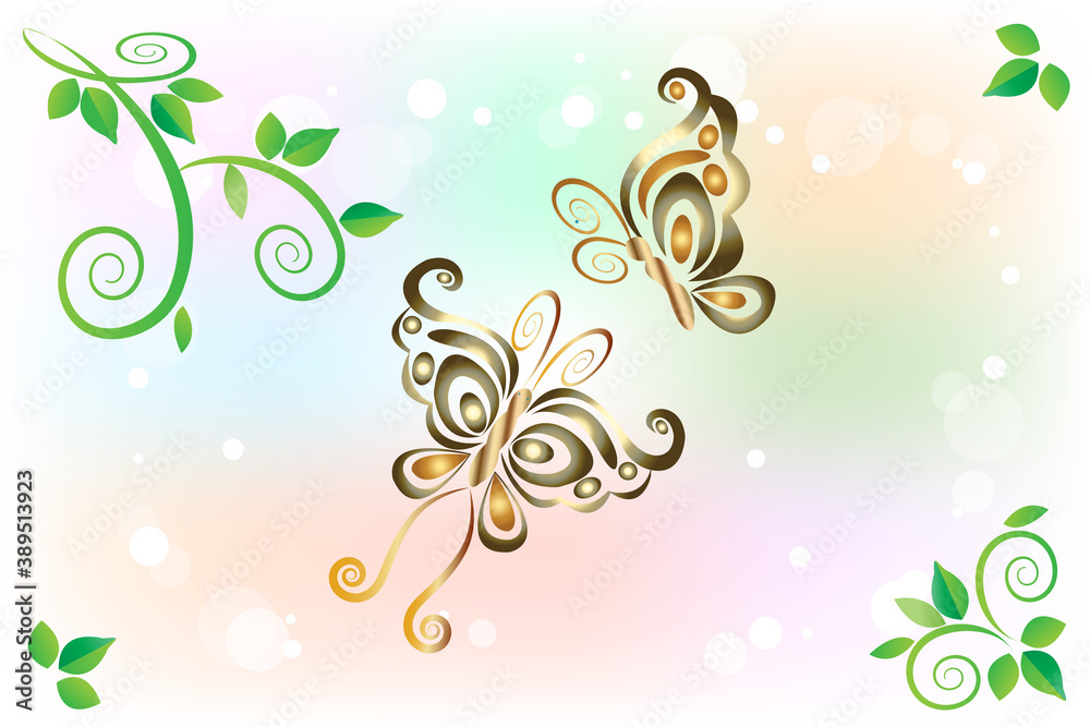 Gold butterflies floral swirly logo vector
Gold butterflies floral swirly logo vector