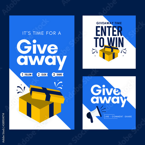 Set giveaway social media contest vector template.