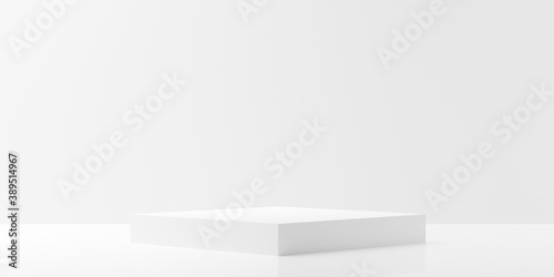 Wallpaper Mural Empty modern abstract white room with elevated cubical platform in the center, product presentation template background Torontodigital.ca