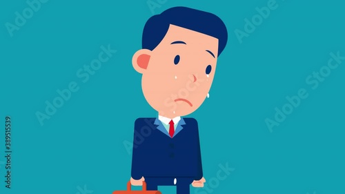 Businessman cry. Business cartoon footage animation
