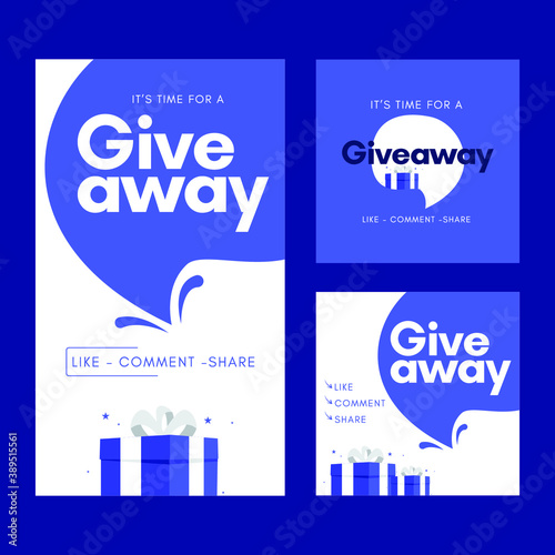 Set giveaway social media contest vector template.
