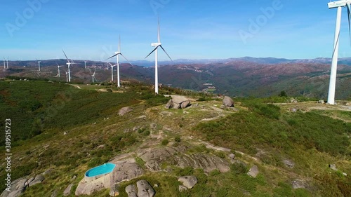 Amazing landscape with wind power in Portugal, Fafe photo