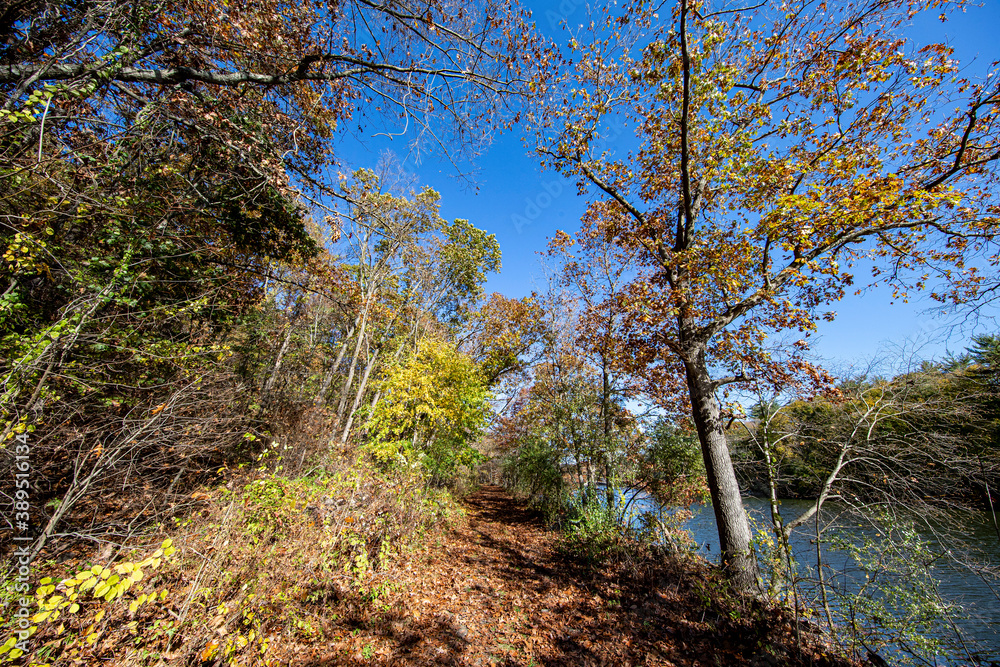 The beautiful colors of the autumn near Diverting Reservoir in Brewster, N.Y.