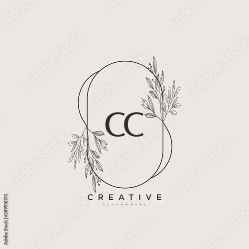 CC Beauty vector initial logo art, handwriting logo of initial signature, wedding, fashion, jewerly, boutique, floral and botanical with creative template for any company or business.