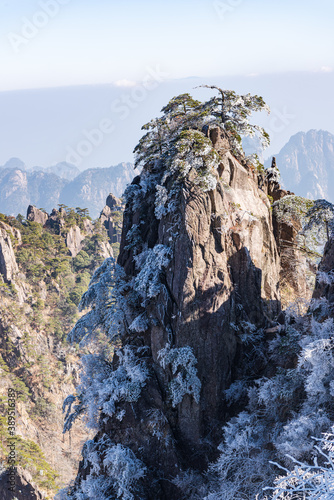 Rime on a sunny afternoon in Huangshan Scenic Area, Anhui, China © hu