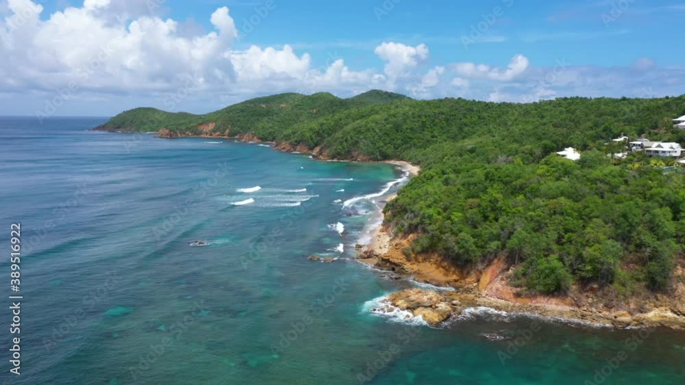 Aerial view of the famous surf spot Tartane in Martinique sunny day Caravelle park Aerial view of the famous surf spot Tartane in Martinique sunny day Caravelle park